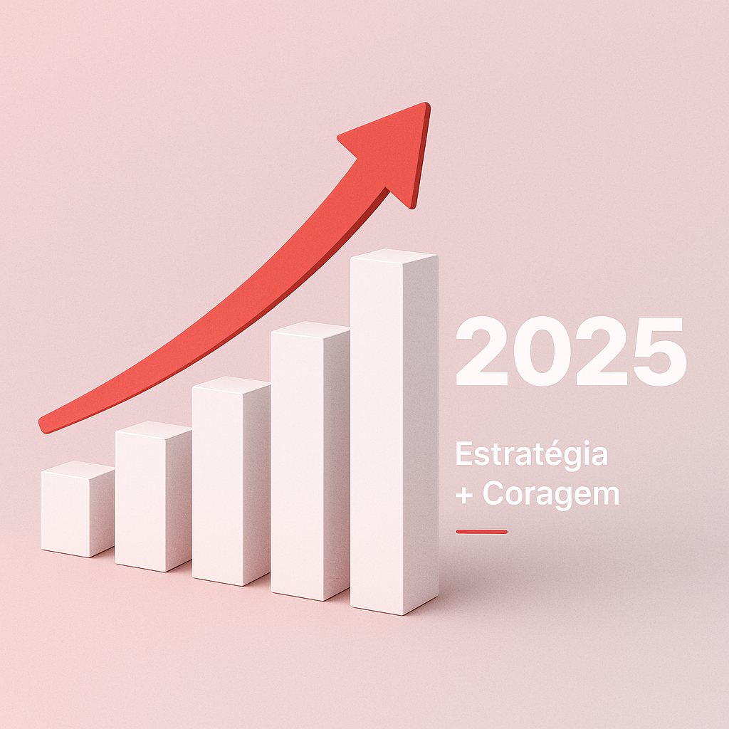 Gráfico de crescimento 2025 - Estratégia + Coragem